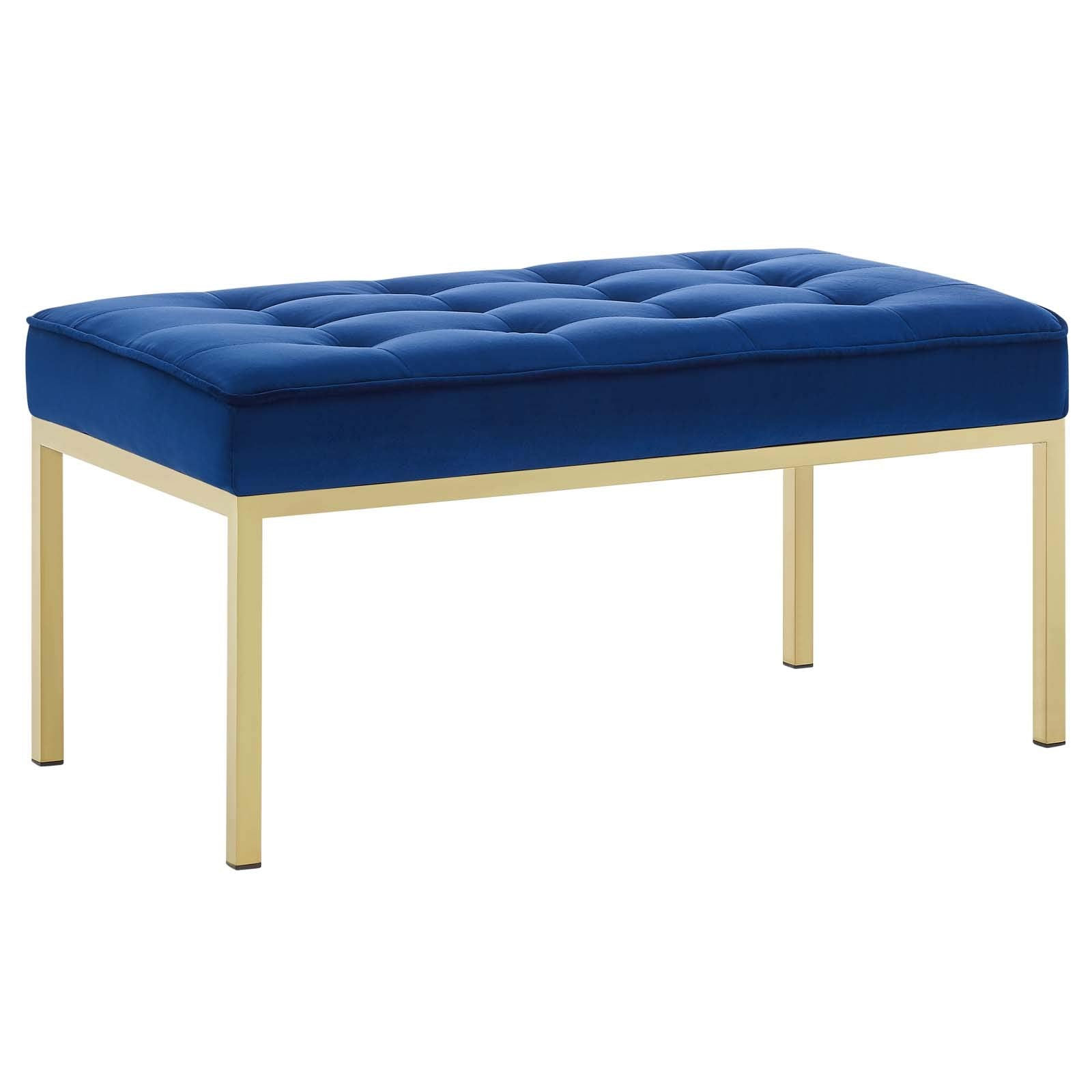 Modway Loft Tufted Button Performance Velvet Upholstered Medium Accent Bench In Gold Navy